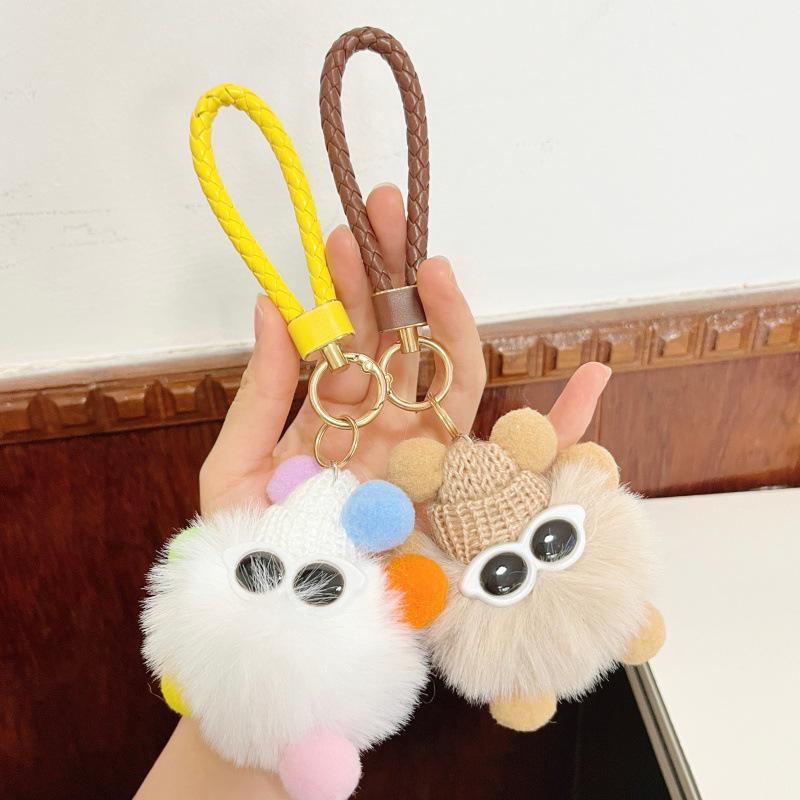 

Creative Color-Block Plush Phone Wrist Lanyard: Fashionable Charm & Keychain Phone Lanyard розовый/коричневый