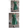 2025 Summer Washed Cotton Dress - Embroidered Midi Dress with Drawstring, Slim Fit Short Sleeve Linen Blend Dress, Boho Chic Casual Women's Outfit