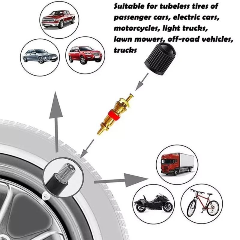 33PCS Tire Valves Stem Installer Remover Ergonomic Grip Tire Cores Replacements for Auto Motorcycle Bike Tire Maintenance