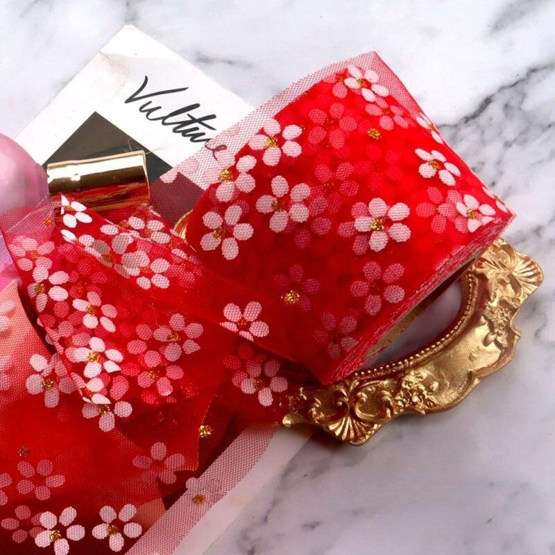 5 jardów 6 cm rolka tiulowa wstążka w kwiaty floret