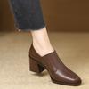 French retro square head deep mouth single shoes thick sole waterproof table fashion leather shoes casual versatile elegant temperament high heels