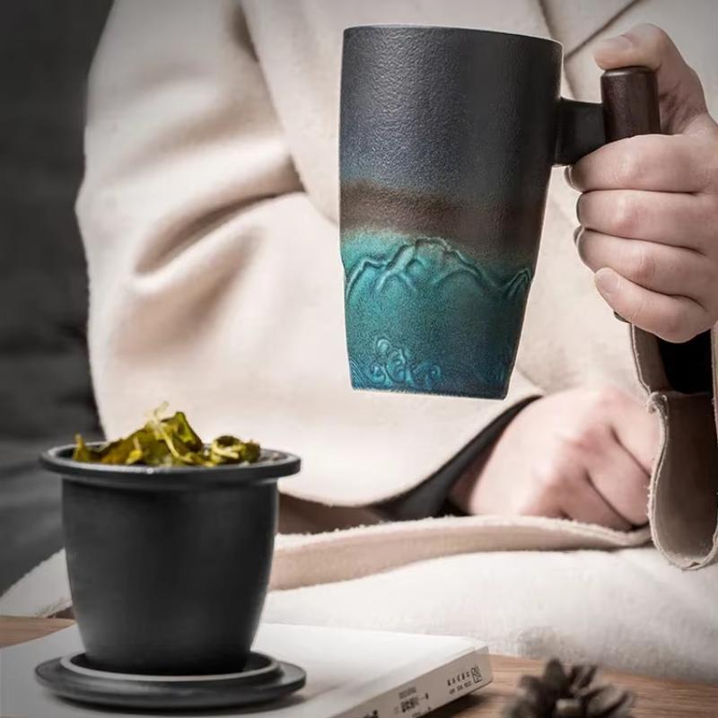 Aesthetic Creative Retro Mug Ceramic Large Tea Cup Coffee Handmade Pottery Mug Cups and Mugs Elegant Business Gift Set Bol Traditionnel Chinois