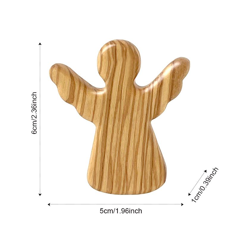 Small Olive Wood Angel Ornament Easter Decorations Handheld Wooden Angel Figurine Religious Gift For Baptism Prayers