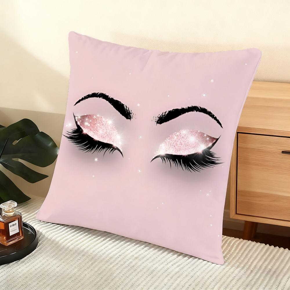 Beauty Makeup Eyelash Cushion Cover Soft Short Plush Pillow Cover Smooth Cozy Texture Aesthetic Cushion Case Home Decor