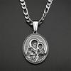Heiliger Josef Christlicher Jesus Ovales Medaillon Anhänger Halskette für Damen Herren Edelstahl Goldfarbe Halsketten Geschenk Amulett Schmuck