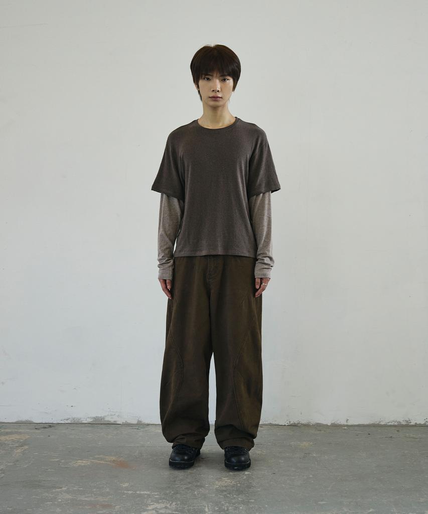 Seukeulaeteulpigsel Vtg Fade Dart Curved Line Cotton Pants [Brown]