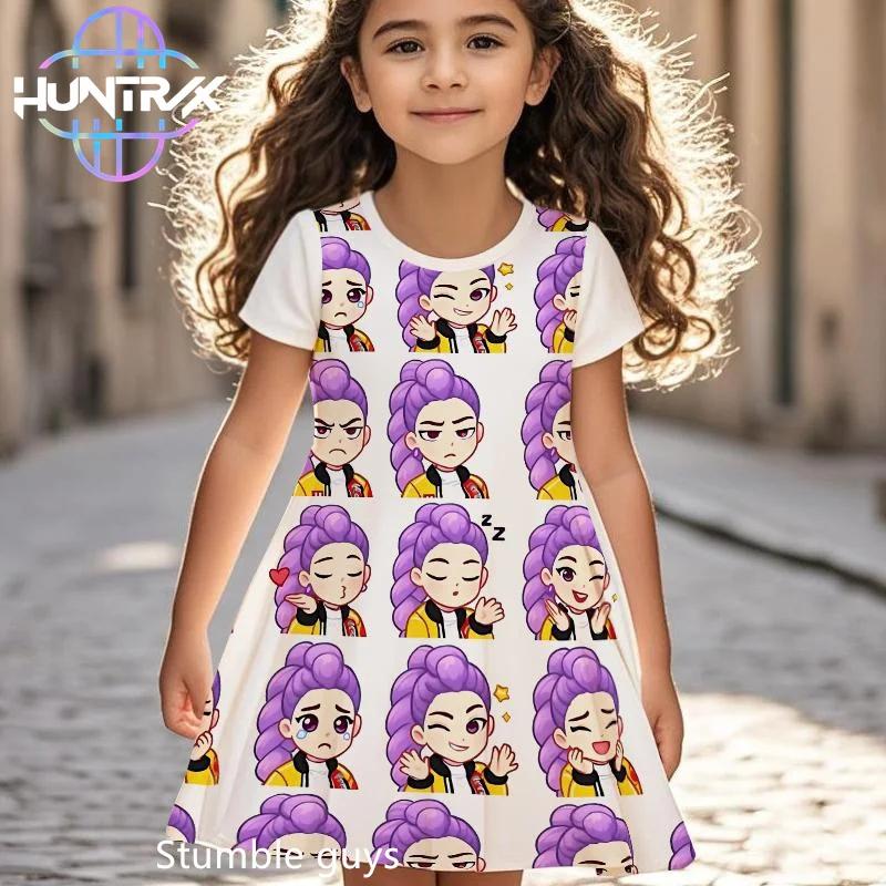 Kpop Demon Hunters Girls Dress Mira Summer Cartoon Anime Short Sleeve Beach Sundress Casual Nightgown