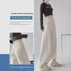 Women's White High-Waisted Wide-Leg Jeans: Autumn/Winter Retro American Style Loose Fit.