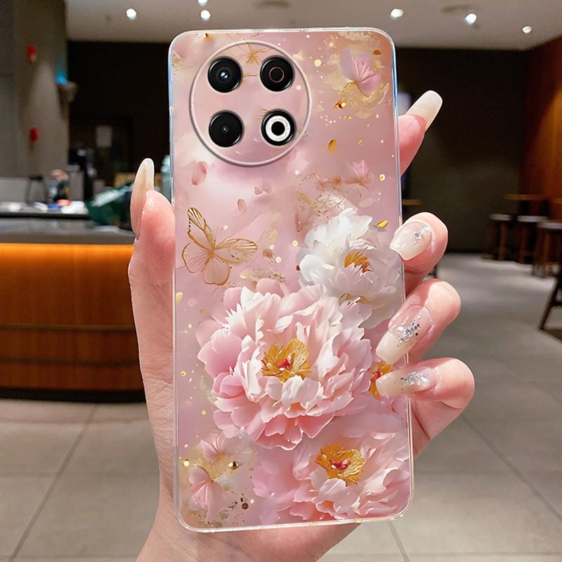 Jelly Case For Tecno Spark 30 Pro KL7 Fundas Flower Butterfly Bow Phone Case Spark 30pro 4G Soft Silicone Transparent TPU Cover