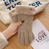Gloves Women's Winter Warm Fleece Thickened Cute Riding Cold Wind Five-finger Touch Screen Plush Gloves