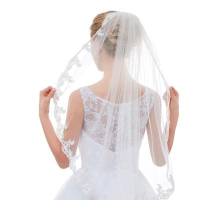 Bridal Veil with Lace Trim Lightweight Tulle Wedding Veil Bride,Ideal Wedding Ceremony Bridal Photoshoot Bridal Veils Wedding