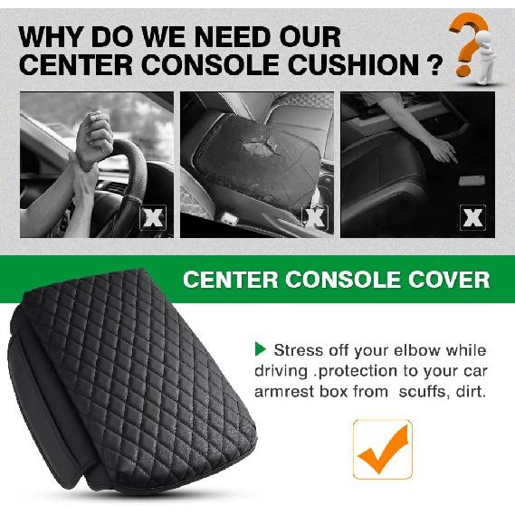 Shademax  For Center Console Cover Jeep Grand Cherokee WL -2024 2025 2026 Accessories Armrest Cover Center Console Pad PU Leather Armrest Seat Box