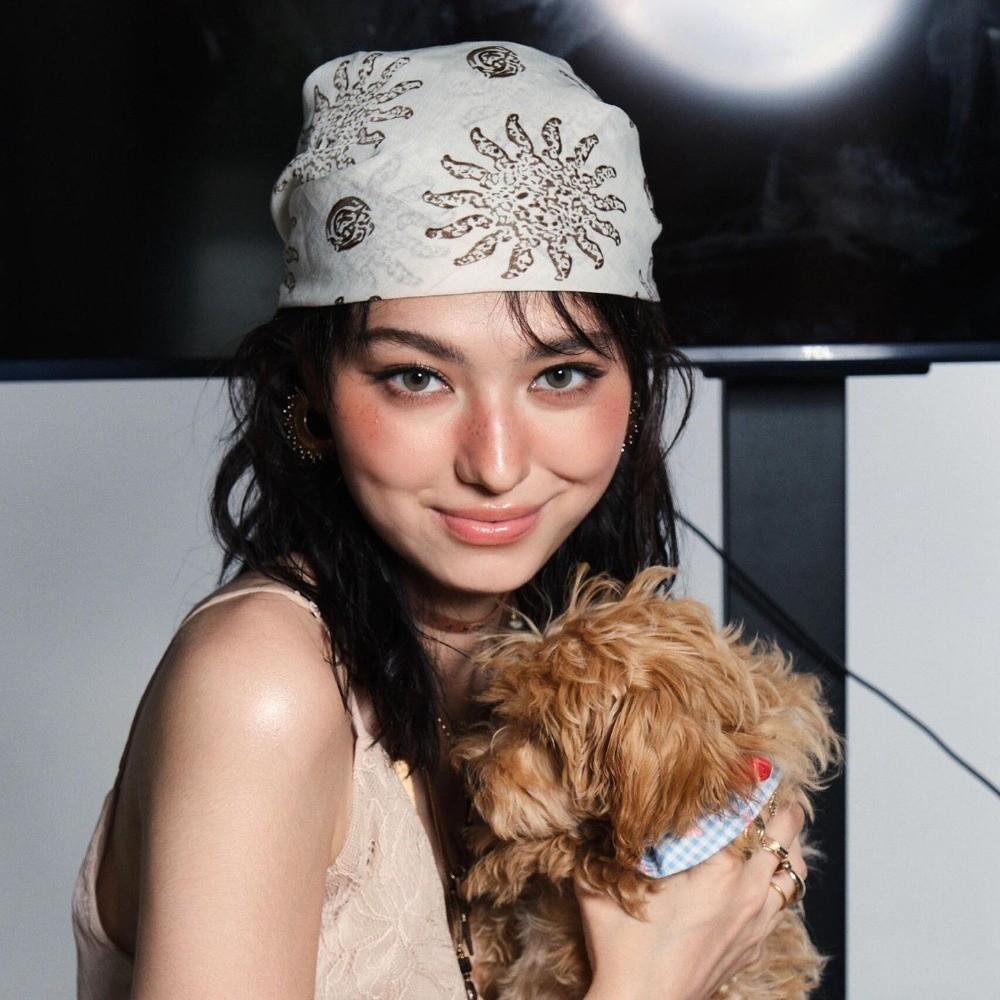 Y2K Square Headscarf Flower Punk Bandana Headwear Print Hair Scarf Streetwear