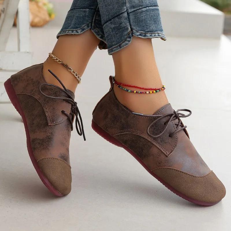 Fashion Comfortable Soft Bottom Round Head Women's Flat Shoes with Rope Decoration Solid Color Casual Breathable and Not Easy To Slip