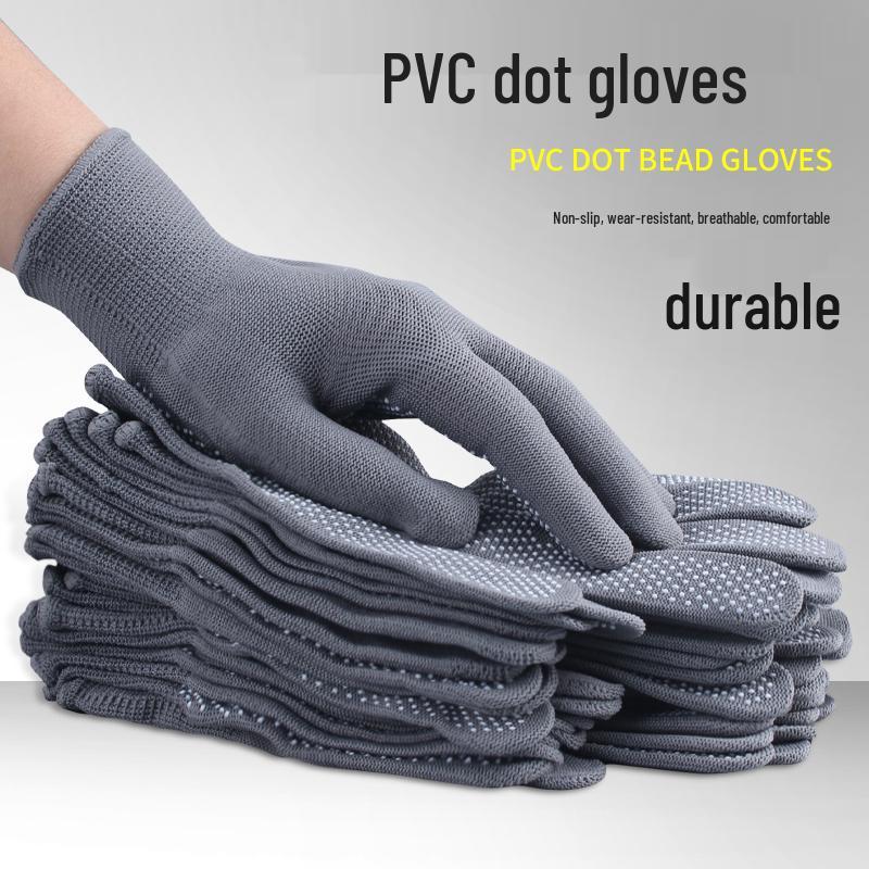 Nylon Anti-Slip Wear-Resistant Dotting Gloves for Men and Women - Thin, Glue-Coated, Ideal for Driving and Handling Tasks