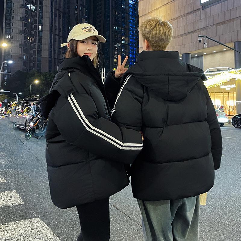 Down cotton-padded clothes for men and women in winter new loose college style couple versatile hooded cotton-padded jacket thick jacket