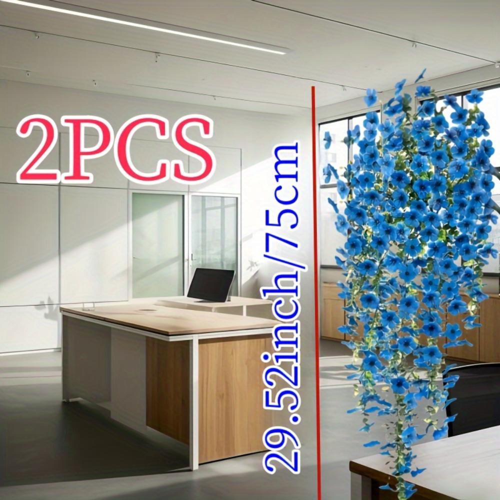 

2/4pcs Artificial Blue Hanging Orchid Wall Decor with Eucalyptus Leaves UV-Resistant Plastic Floral Arrangement Outdoor Weddings
