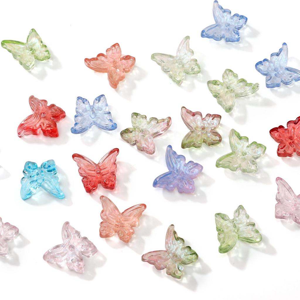 10 ks Skleněné motýlkové korálky s ocáskem Volné distanční korálky pro výrobu šperků DIY Náramek Náhrdelník