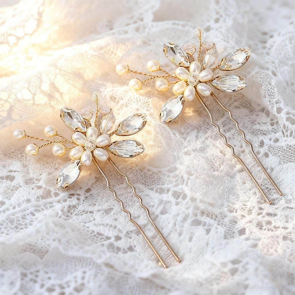 1 Pair Bridal U Shaped Hairpin Elegant Beautiful   Pearl Wedding Hair Clips for Party