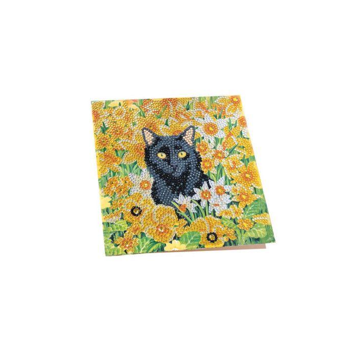 CRYSTAL ART Kit Card Diamond Embroidery 18x18cm Cat In the Meadow
