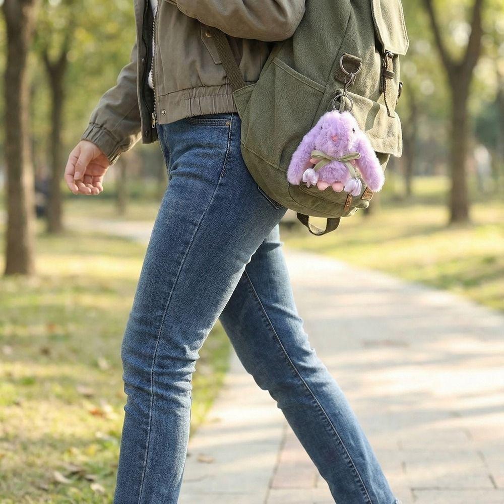 Fashione PP Cotton Tulip Rabbit Keychain Soft Cute Pendant Cartoon Key Ring Bag Charm Hanging Ornaments