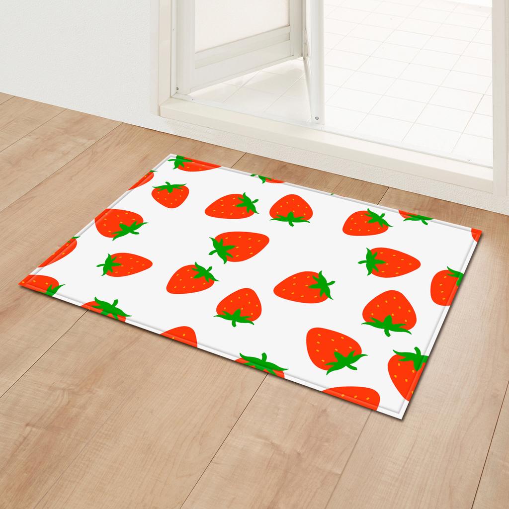 Strawberry Girl Heart Bathroom Absorbent Floor Mat Entry Door Mat Bedroom Door Mat Bathroom Non-Slip Foot Mat