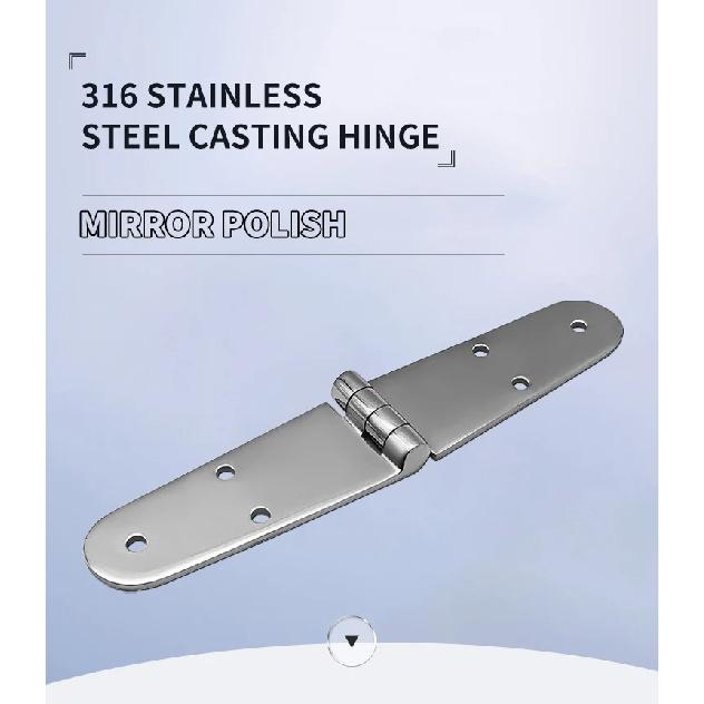 316 Stainless Steel Casting Hinge Flat Hinge Cabinet Doors For Windows 6 Holes Cast Strap Deck Hinge for Boat Hardware 200*38mm