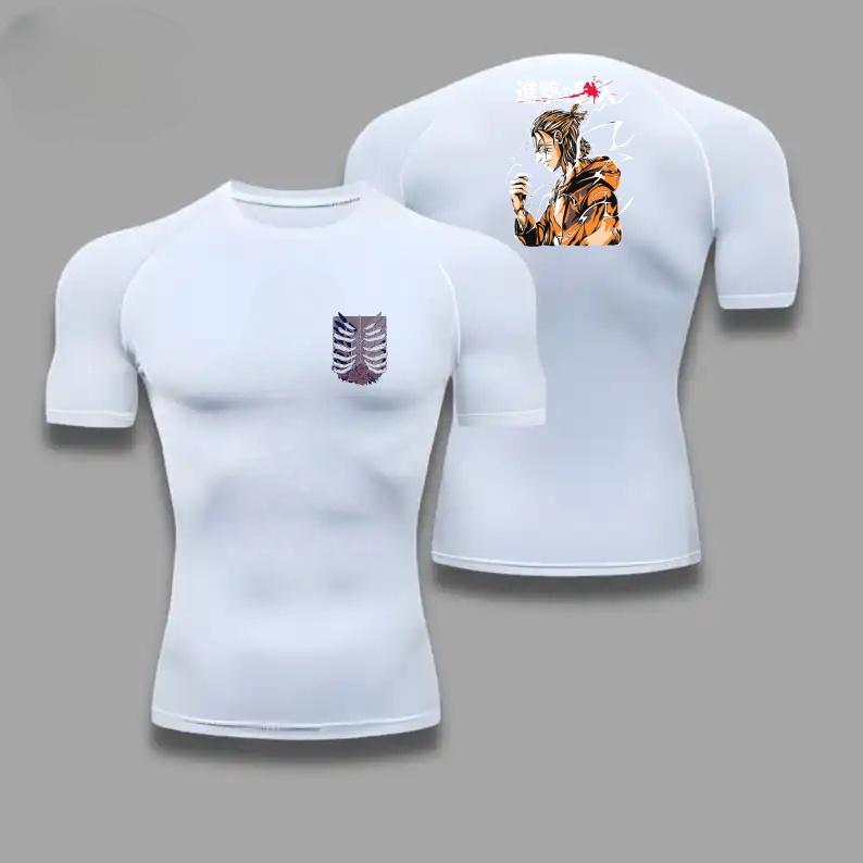Herren Sommer Sport Kompressions-T-Shirt Atmungsaktiv Schnelltrocknend Hohe Elastizität Kurzarm-T-Shirt mit Kräftigem Stationed Corps Grafik Fitnessstudio
