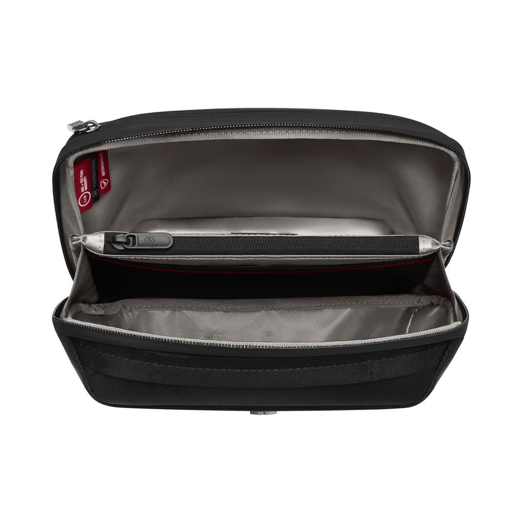 VICTORINOX Werks Traveler Kompakte Kulturtasche 3L Fassungsvermögen mit Reißverschluss-Reisebeutel Perfekt für Geschäftsreisen oder als Schwarze 7.0 Tasche/Beutel/Zusatztasche,