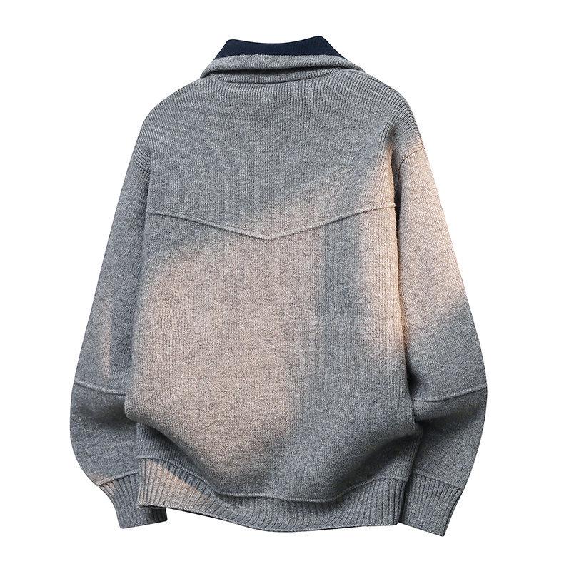 Men's High-End Knit Zipper Cardigan: Casual Solid Color Lapel Sweater for Spring & Autumn