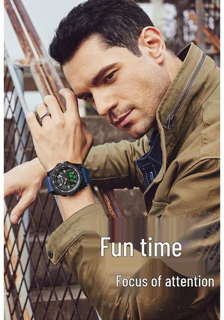 Sanda Student Sports Waterproof Luminous Dual-Display Multifunction Electronic Wristwatch