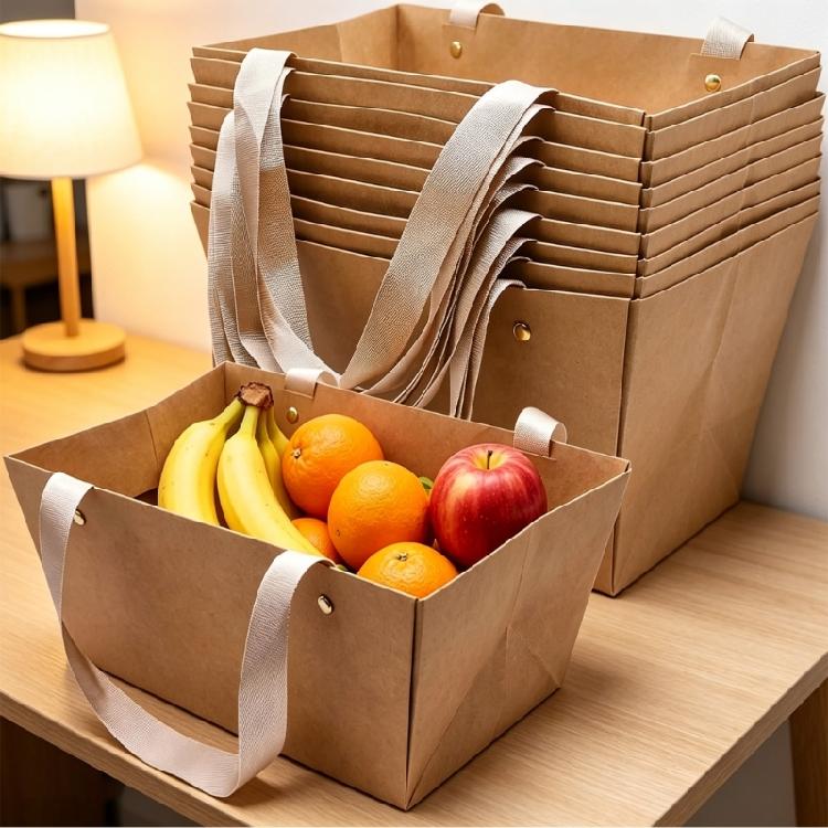10 Stück Kraft Leerer Geschenkkorb mit Henkel Geschenkkorbverpackung für Weihnachten Hochzeit Abschlussfeier Valentinstag Thanksgiving