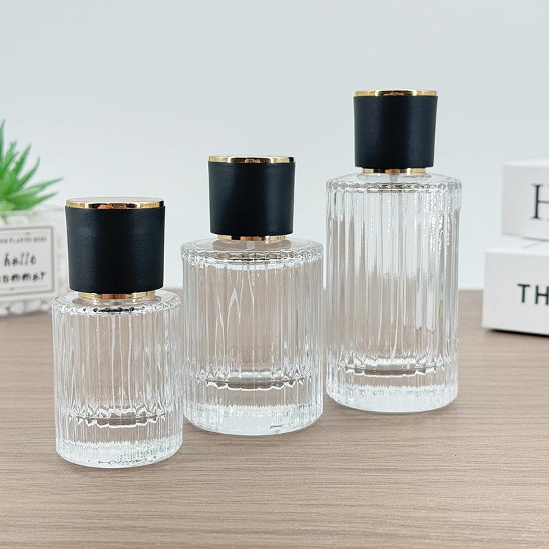 15 Threaded Vertical Stripe Transparent Perfume Spray Decanting Bottle