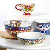 8-calowe ceramiczne miski na makaron w stylu boho, porcelanowe miski na zupę z makaronem, nordycka miska na sałatkę, kwiatowa, wielokolorowa