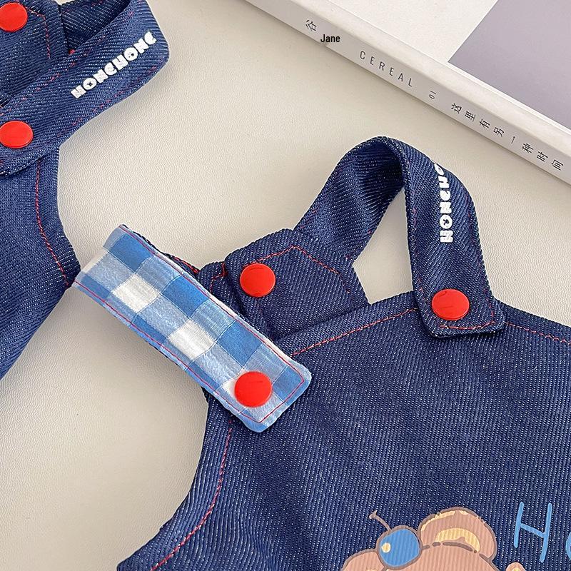 Plaid Denim Leash-Compatible Dog Skirt - Breathable Apparel for Pets