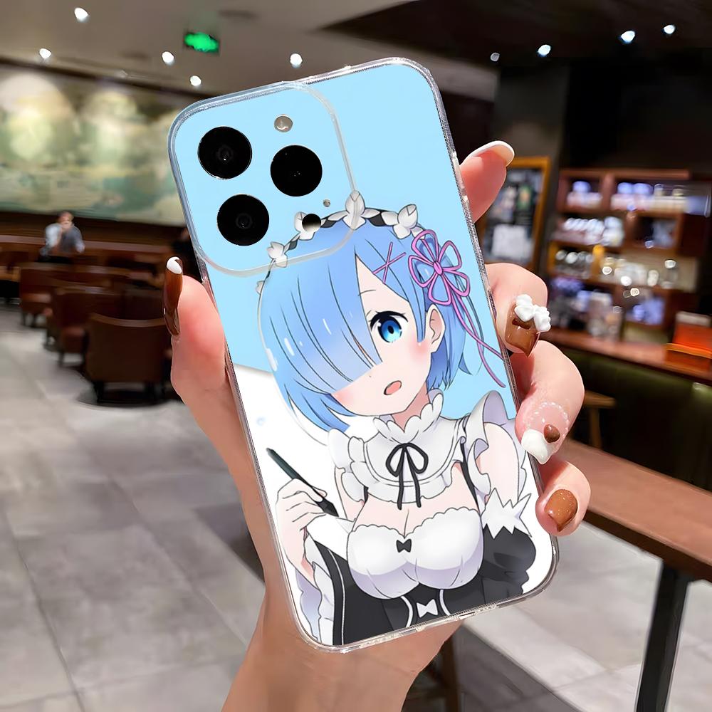 Re Zero Rem Emilia Phone Case For IPhone 17 Air 16 E 15 14 13 12 Mini 11 Pro Max Anti Transparent Drop Cover