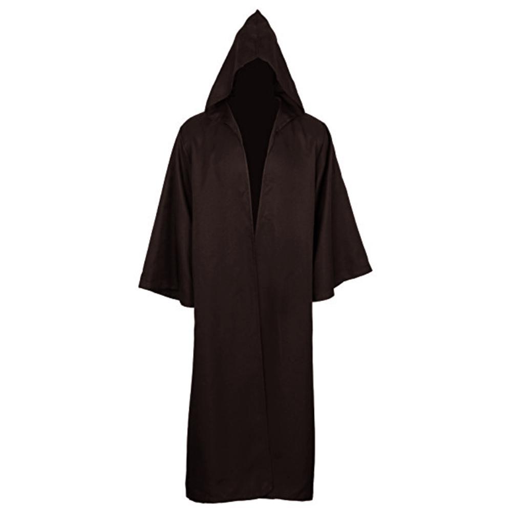 Halloween Cloak Soft Unisex Hooded Long Shirt Black Robe Witch Cape Cosplay Wizard Costume Prop Party Supplies Holiday Decor