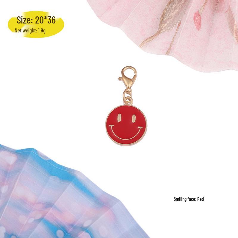 Smiling Face Gold Zinc Alloy Pendant Keychain Accessory