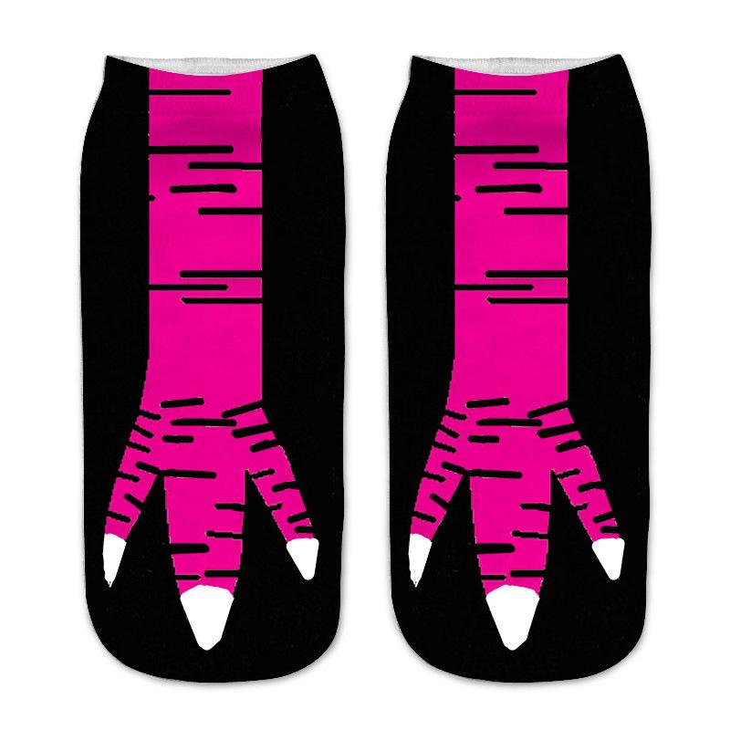 1Pair Creative 3D Printed Chicken Claw Socks Unisex  Short Socks Soft Comfortable Socks Funny Halloween Cosplay Props