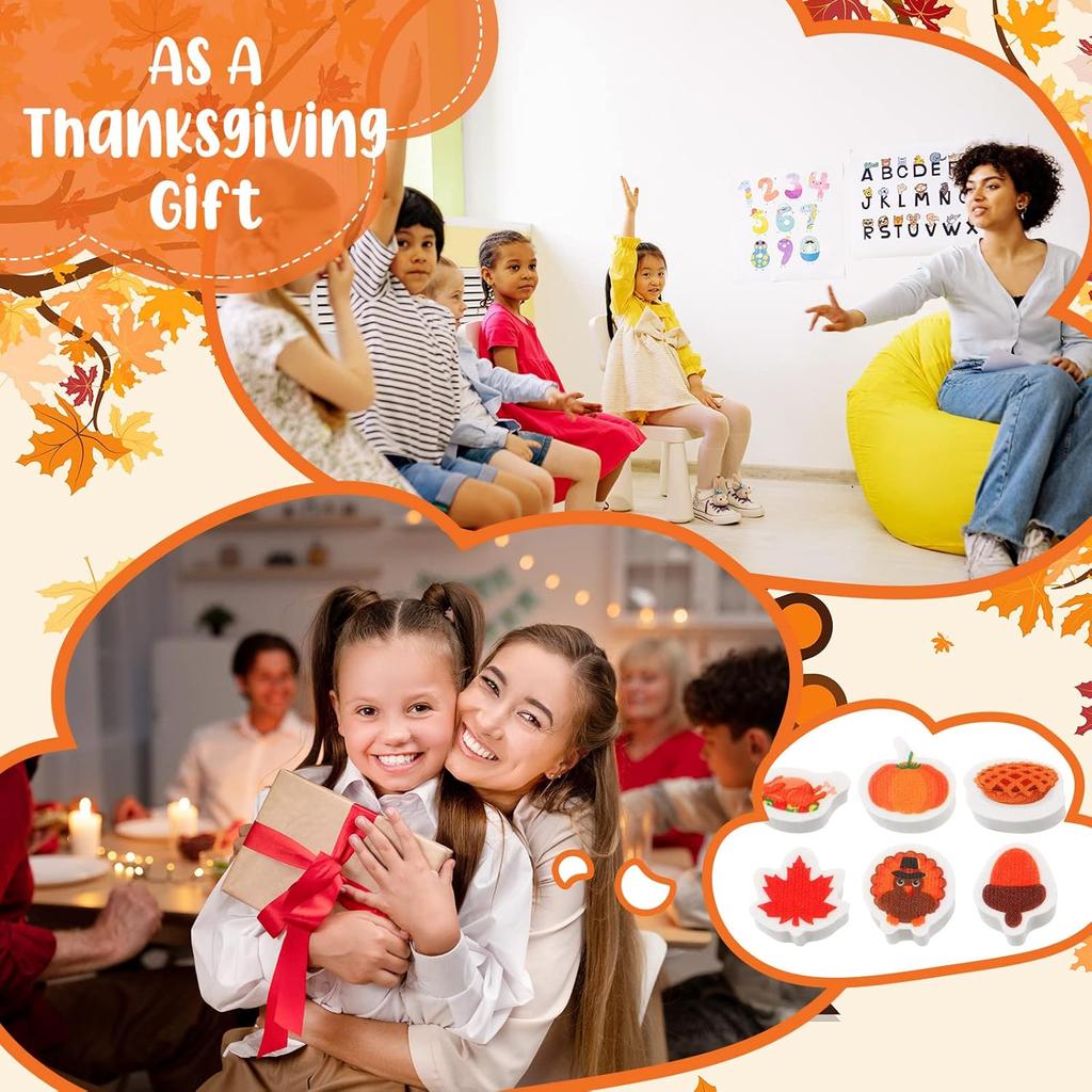 Yexiya Fall Mini Erasers for Bulk Apple Erasers Novelty Thanksgiving Pumpkin Maple Leaf Party Favor Stationery Cute Fun for Autumn Rewards(60 Pcs)