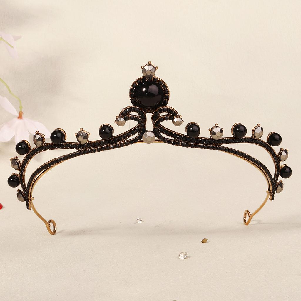 Halloween Jewelry Rhinestone Alloy Crown Holiday Party Dance Dress Headdress High-end Black Crown
