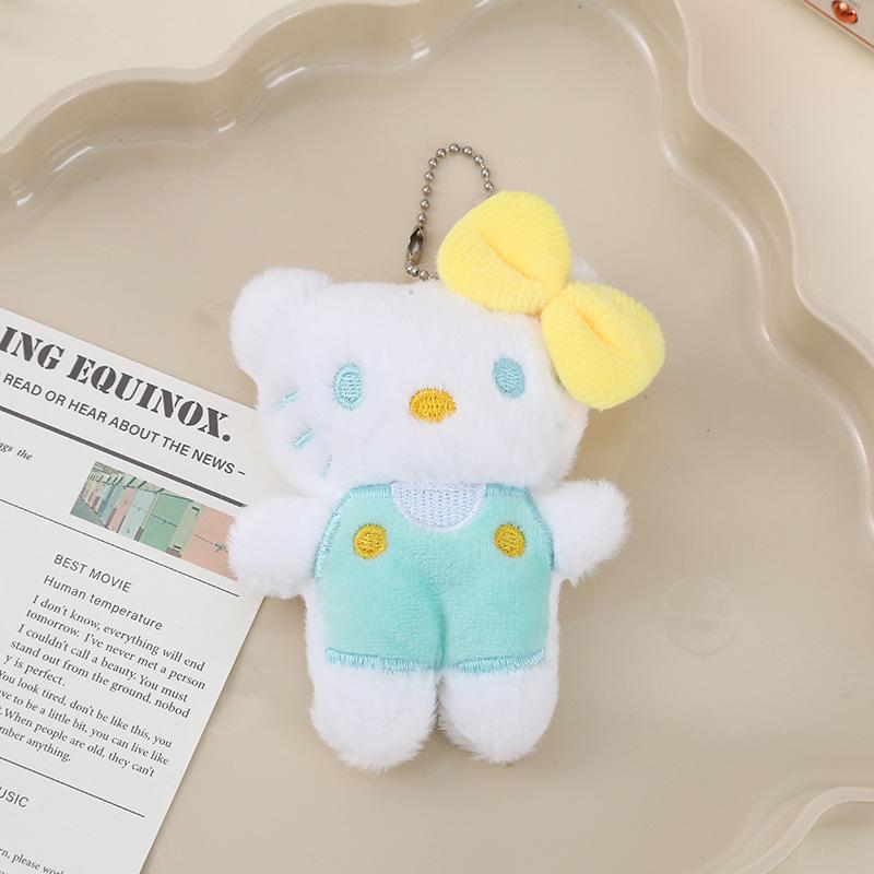 Portachiavi Ciondolo Peluche Gatto Cartone Animato con Catena di Perline Sonagliante