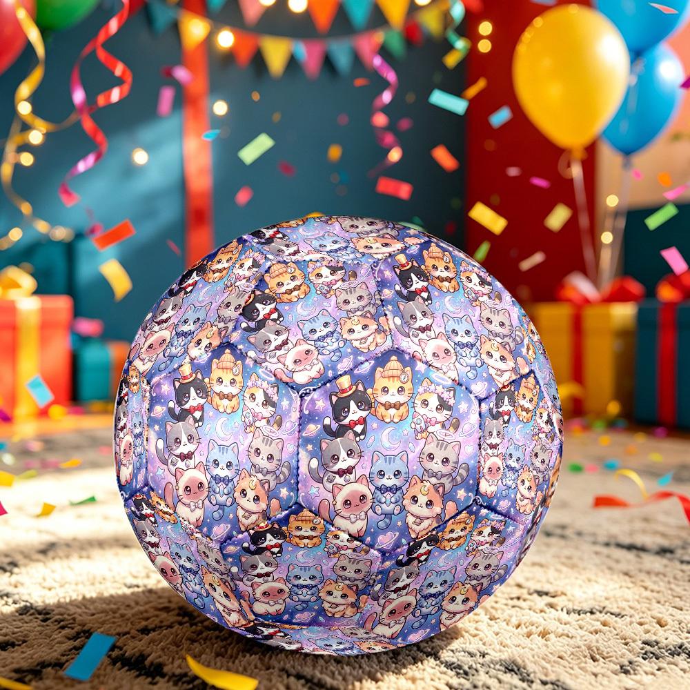1pc Cosmic Cats Themed Soccer Ball, Size 5, Lightweight PVC Material, Outdoor Training Soccer Ball Gift. q62231