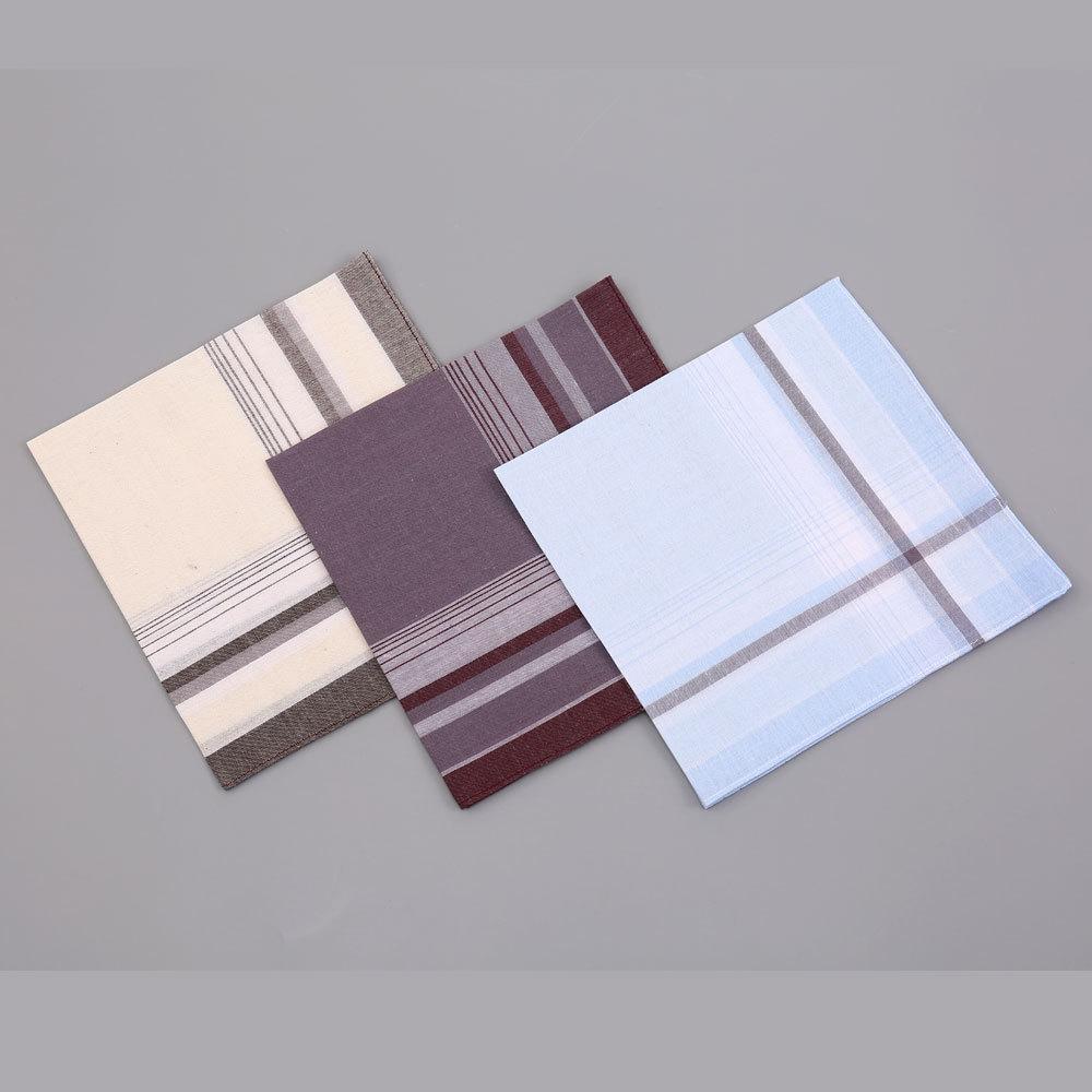 12Pcs Pure Cotton Men's Plaid Handkerchief Business Suit Pocket Towel Thin The Elderly Satin Sweat Wipe 38*38cm
