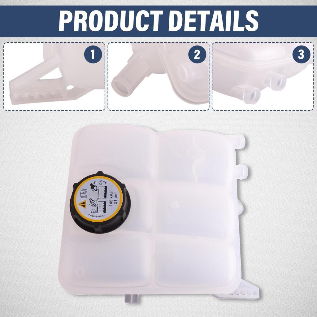 603-382 Front Engine Coolant Recovery Reservoir Tank With Cap, Compatible With 2012-2018 Focus 2013-2016 Escape 2013-2018 C-Max 2014-2016 Transit