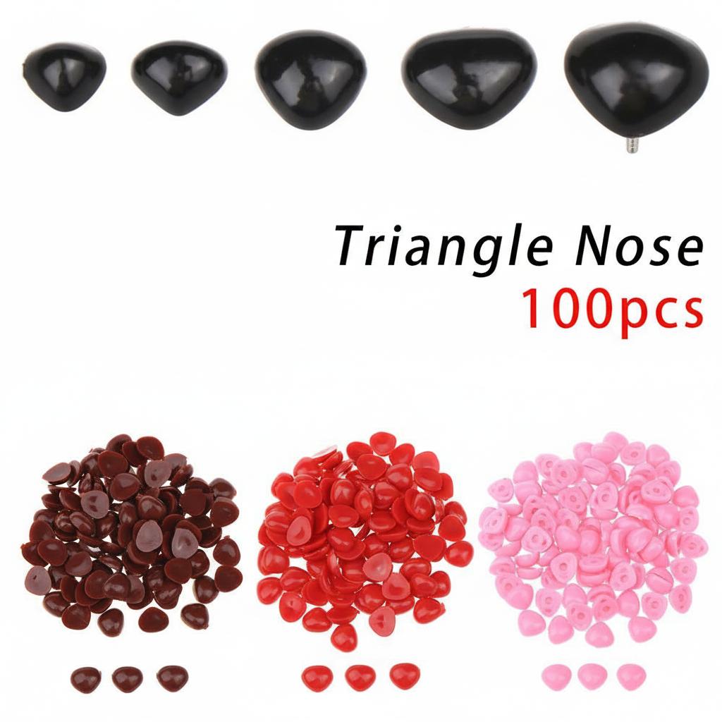 100 Pcs/Bag Triangle Safety Nose For Diy Doll Toy Bear Crafts Plastic Toy Safety Noses Crafts Making Puppet Parts Accessories