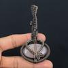 Rose Quartz Handmade Copper Wire Wrap Guitar Pendant 3.1 v4v70