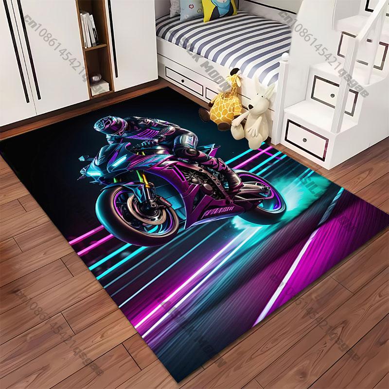 Futuristic motorcycle performing stunts carpet Yoga living room room decor children's crawling mat doormat area rug