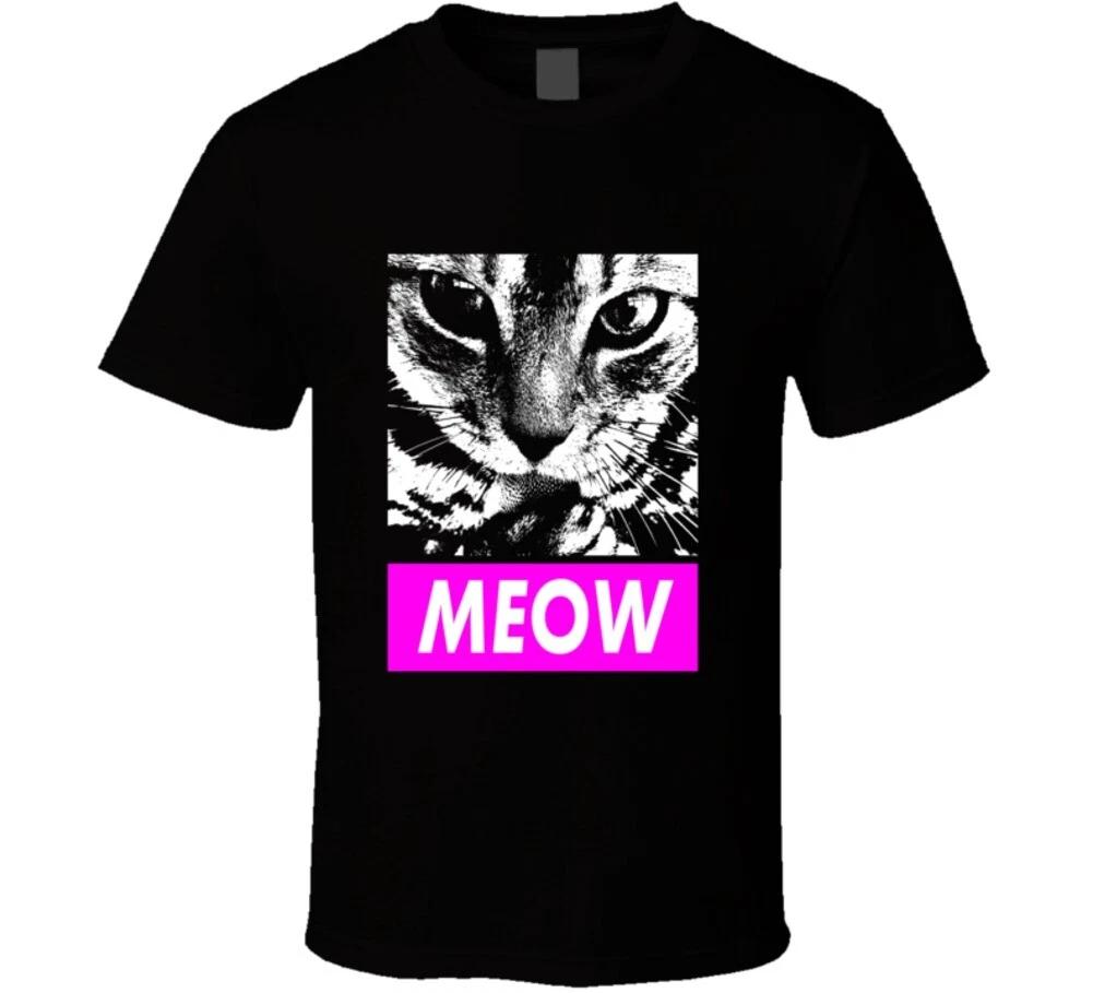 Meow Gray Cat Face Cute Funny Rescue Cat Gift T Shirt XL