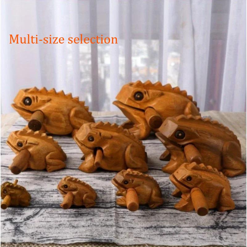 1Pc Thailand Frog Wood Carving Ornaments Hand-carved Toad Creative Vocal Toys Solid Wood Gifts Home Decor